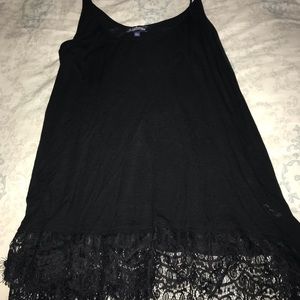 Long black tank top with lace embellishment